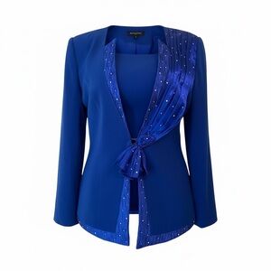 Vtg! Royal Blue Women's Blazer with Scarf Detail
